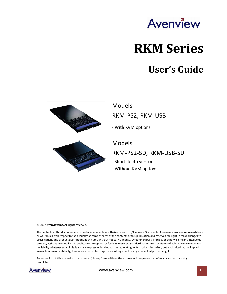 Avenview RKM Series RKM-PS2 User Manual | 9 pages