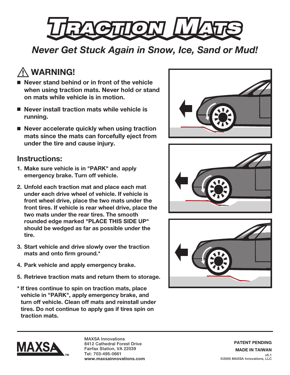 Maxsa Innovations Foldable Traction Mats User Manual | 1 page