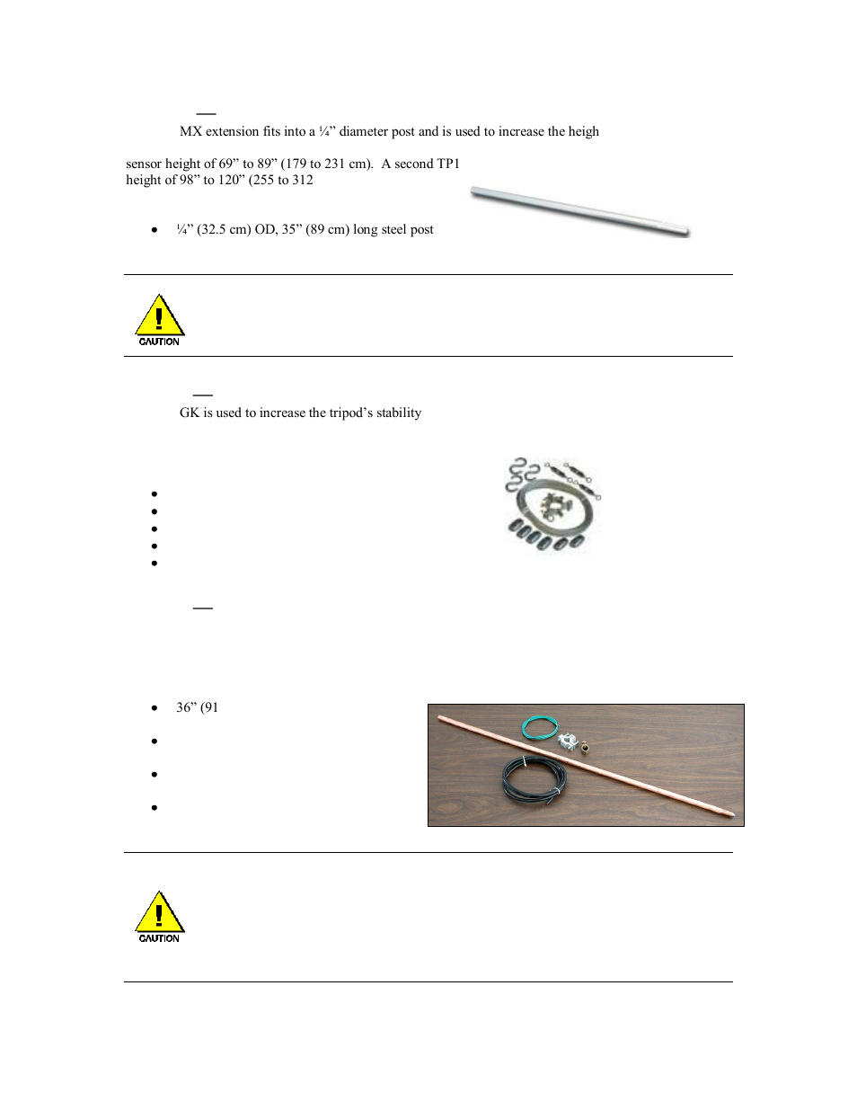 Tp1-mx—tripod mast extension, Tp1-gk—tripod guy-wire kit, Tp1-gr—tripod grounding kit | WeatherHawk 240 Signature Wireless Weather Station User Manual | Page 21 / 24