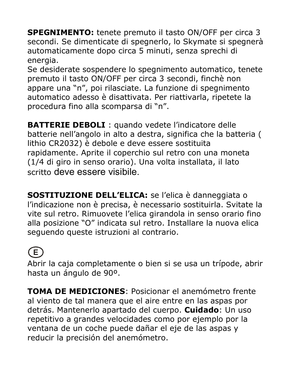 Deve essere visibile | WeatherHawk SM-18 Skymate Wind Meter w/Temp & Wind Chill User Manual | Page 10 / 16