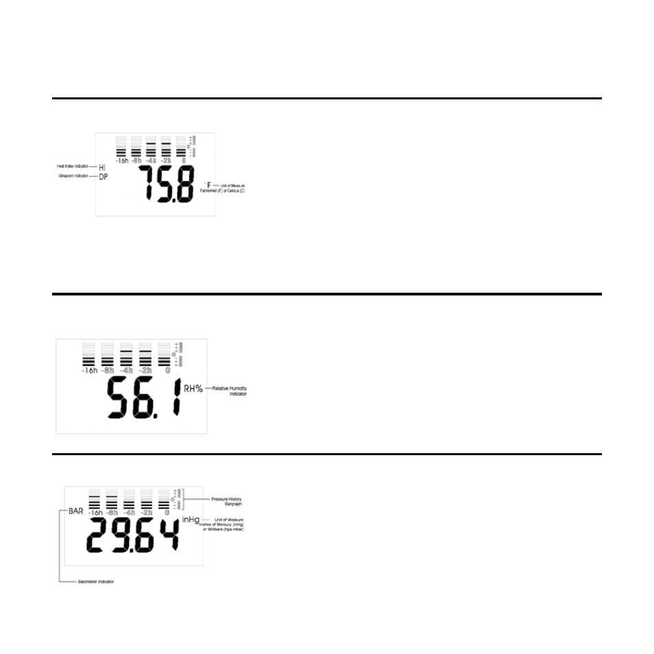 Humedad relativa, Presión barométrica | WeatherHawk SM-28 Skymaster Wind/Weather Meter User Manual | Page 10 / 32