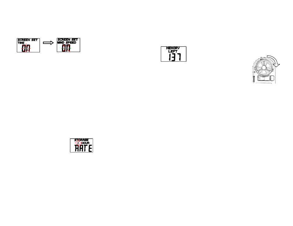 Screen set menu, Memory settings, Change display contrast | Deactivate auto shut-off, Replacing the battery, Replacing the wind impeller | WeatherHawk WM-350 WindMate Multi-function Weather Meter User Manual | Page 4 / 5