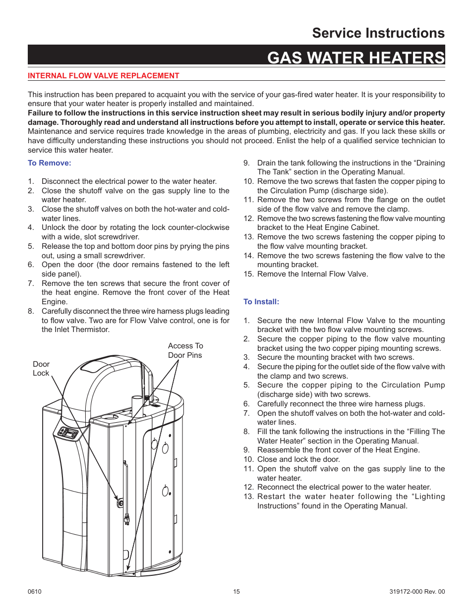 Gas water heaters, Service instructions | State GPH-90N User Manual | Page 15 / 63