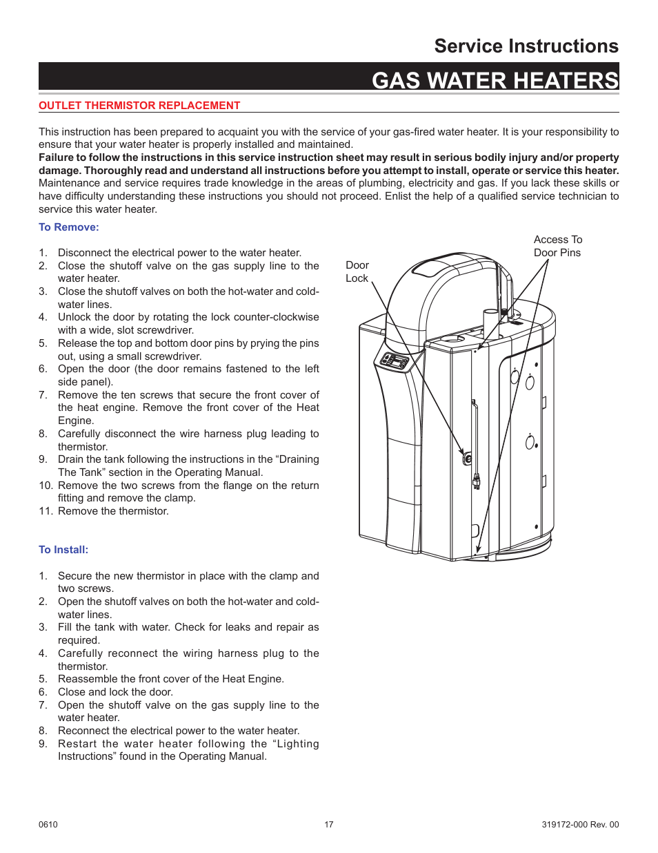 Gas water heaters, Service instructions | State GPH-90N User Manual | Page 17 / 63