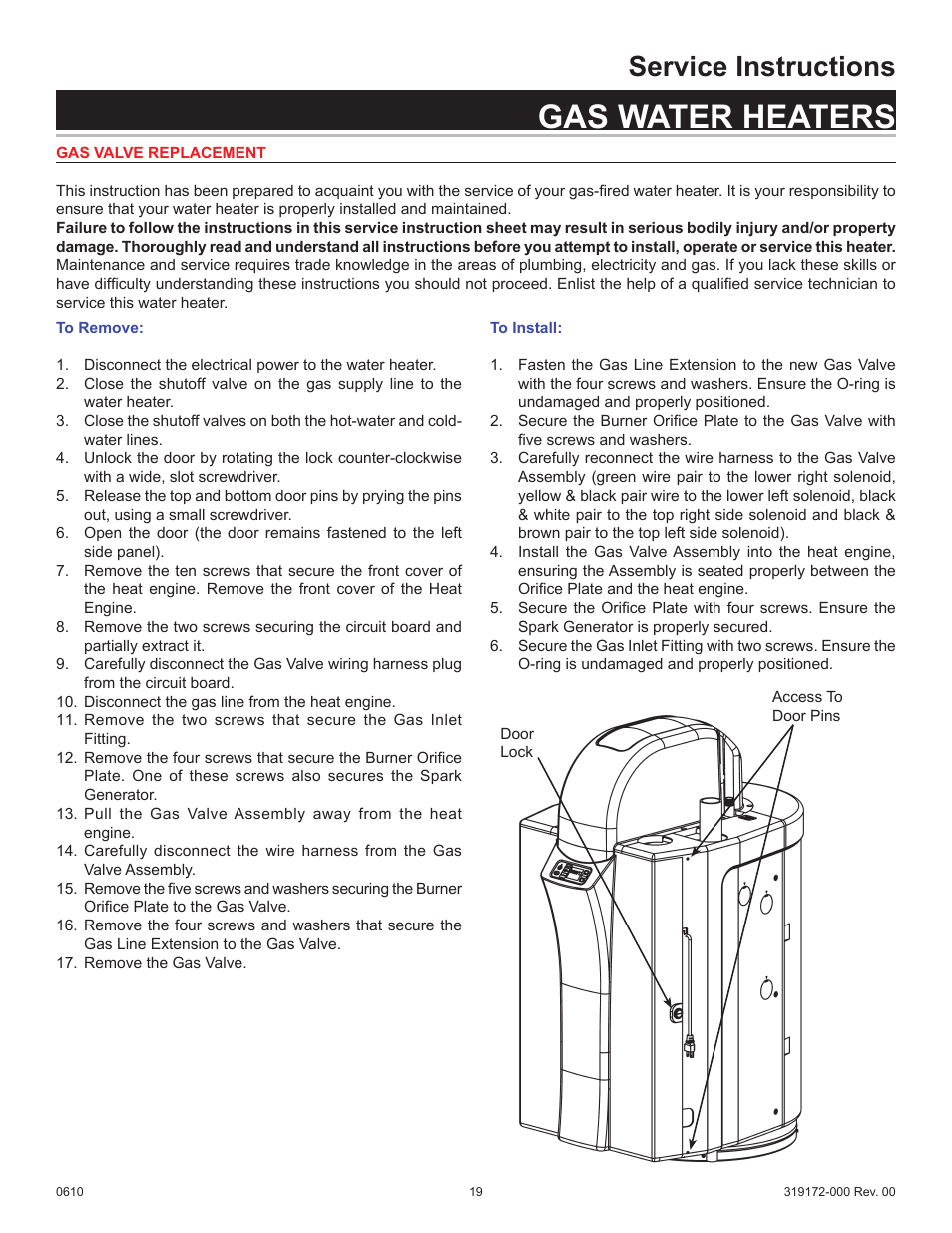 Gas water heaters, Service instructions | State GPH-90N User Manual | Page 19 / 63