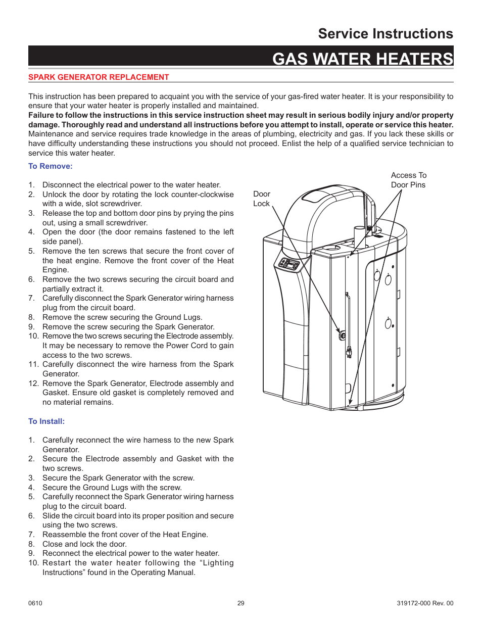 Gas water heaters, Service instructions | State GPH-90N User Manual | Page 29 / 63
