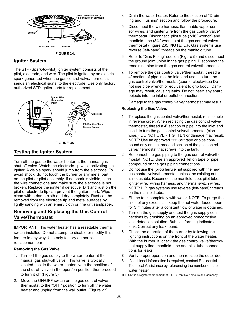 Igniter system, Testing the igniter system | State GS6 40 YBFS User Manual | Page 28 / 40