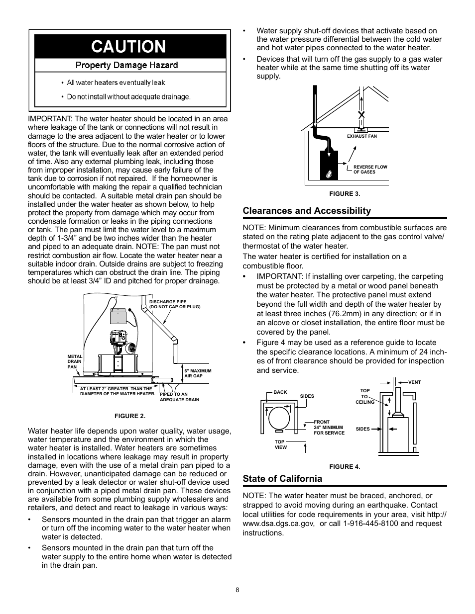 Clearances and accessibility, State of california | State GS6 40 YBFS User Manual | Page 8 / 40