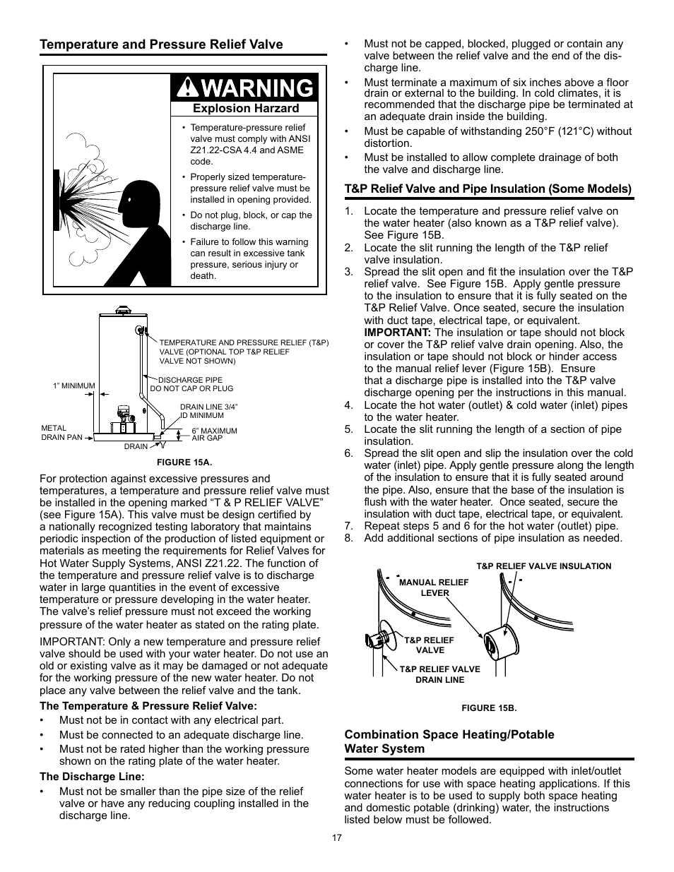 Temperature and pressure relief valve | State Series 301 User Manual | Page 17 / 40