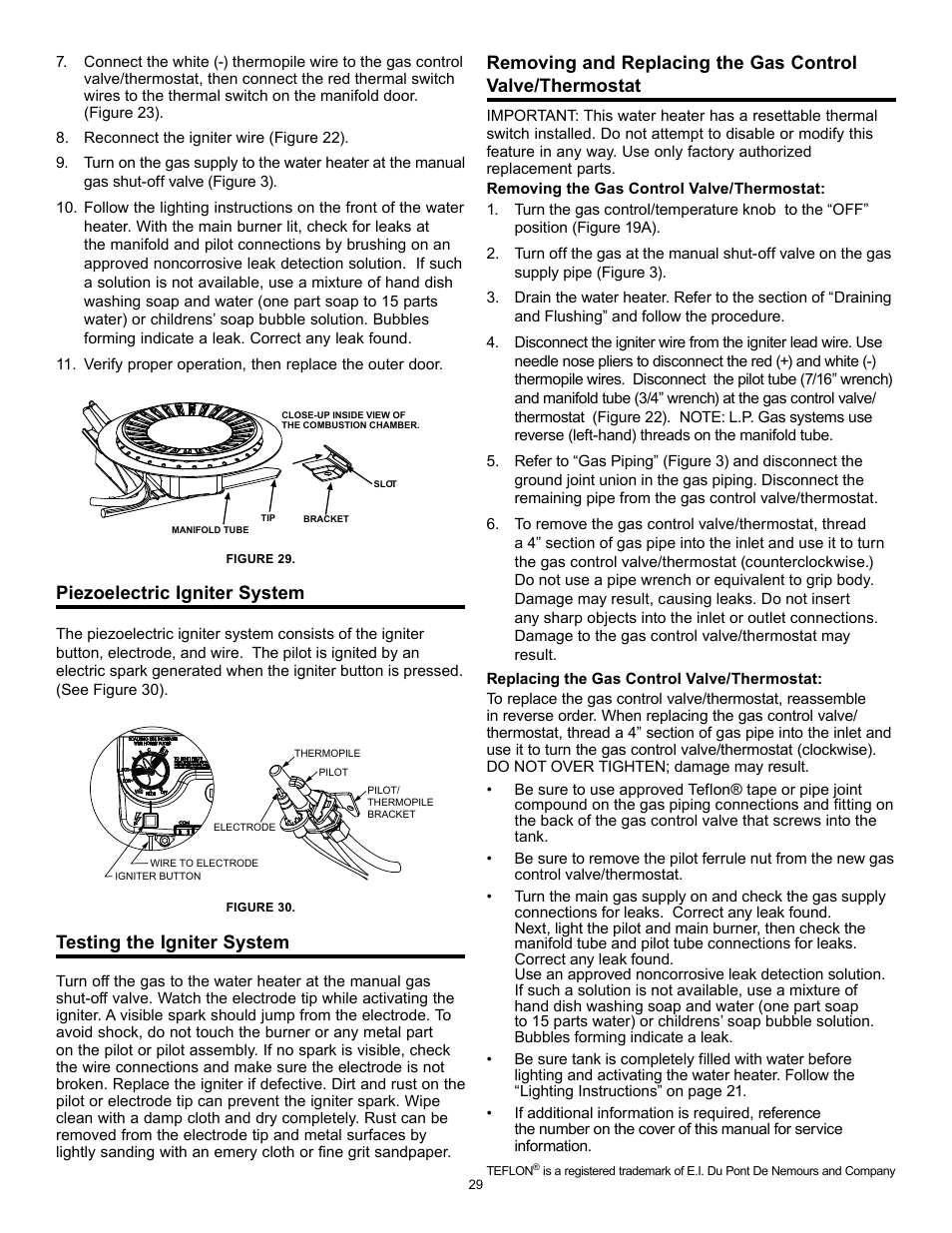 Piezoelectric igniter system, Testing the igniter system | State Series 301 User Manual | Page 29 / 40