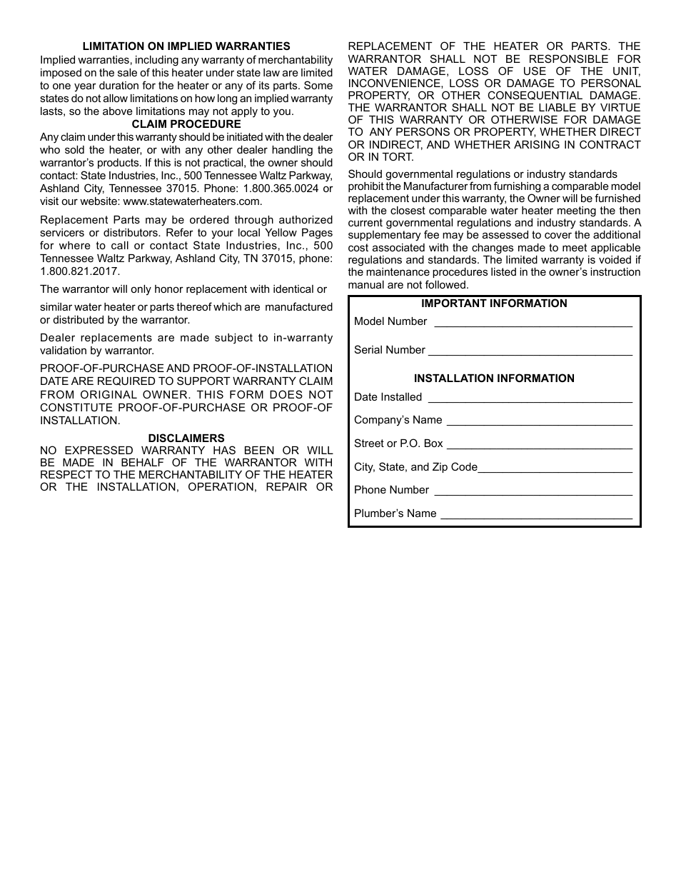 State Series 301 User Manual | Page 39 / 40