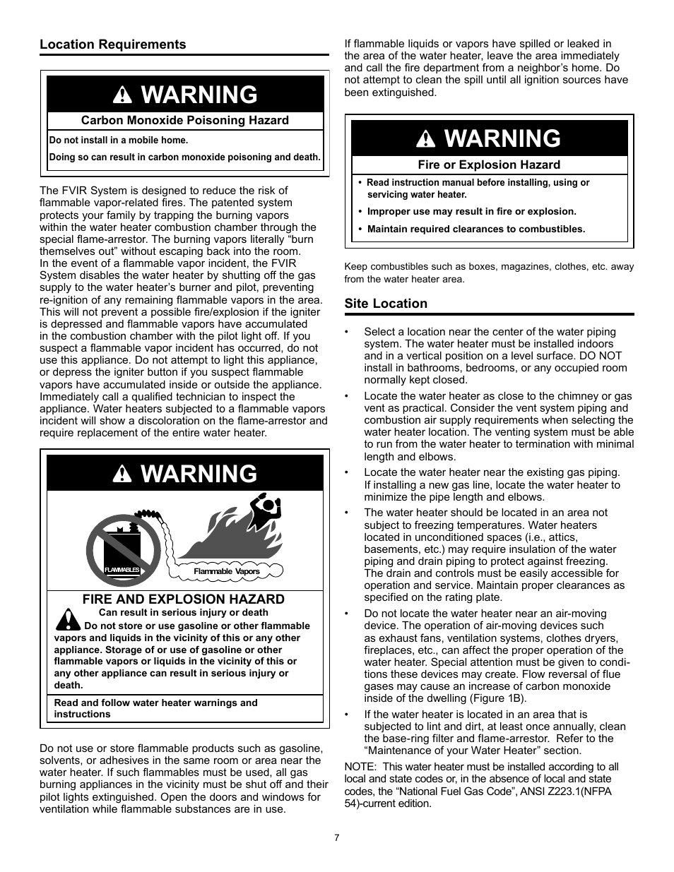 Warning | State Series 301 User Manual | Page 7 / 40