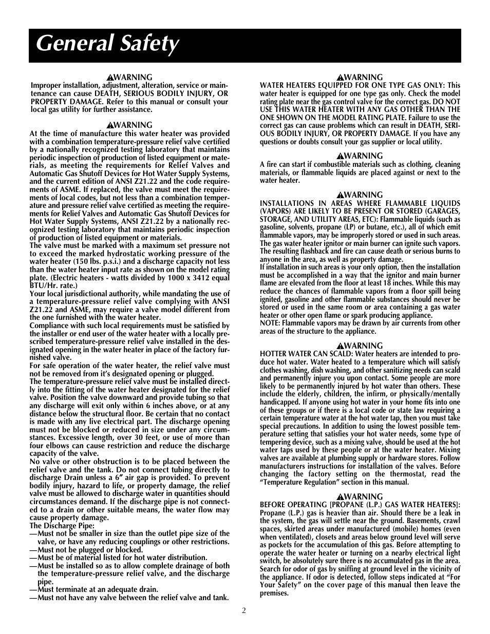 General safety | State PR6 75 XRPDT User Manual | Page 2 / 36
