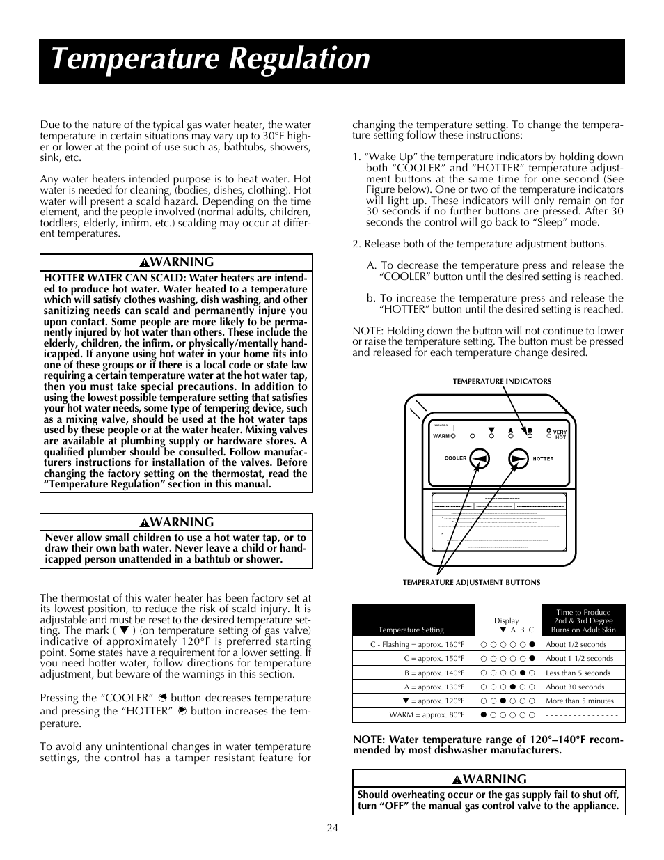 Temperature regulation, Warning | State PR6 75 XRPDT User Manual | Page 24 / 36