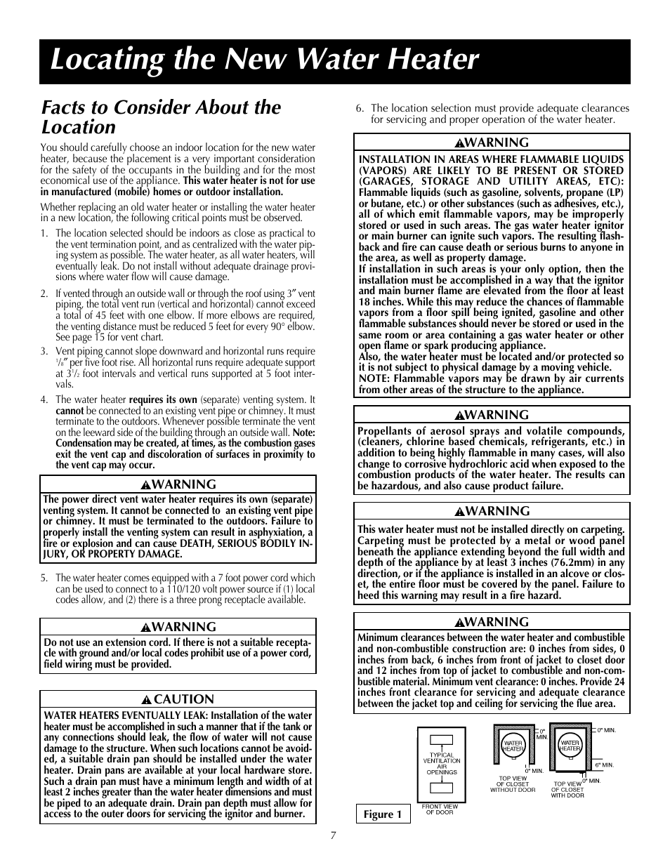 Locating the new water heater, Facts to consider about the location | State PR6 75 XRPDT User Manual | Page 7 / 36