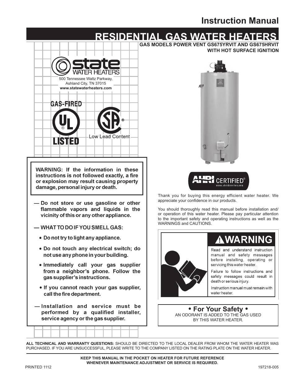 State GS6 75 YRVIT User Manual | 36 pages