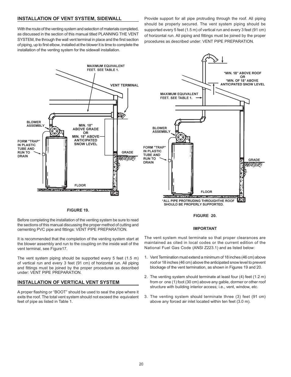 Installation of vent system, sidewall, Installation of vertical vent system | State GS6 75 YRVIT User Manual | Page 20 / 36