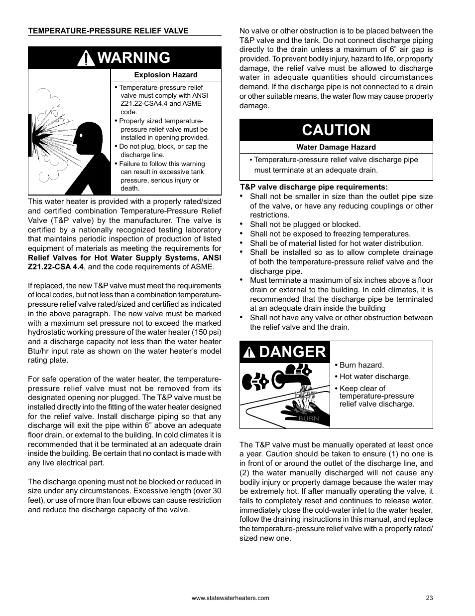 Danger, Warning, Caution | State GS6 75 YRVHTL User Manual | Page 23 / 60