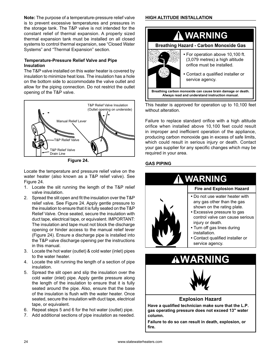 Warning | State GS6 75 YRVHTL User Manual | Page 24 / 60
