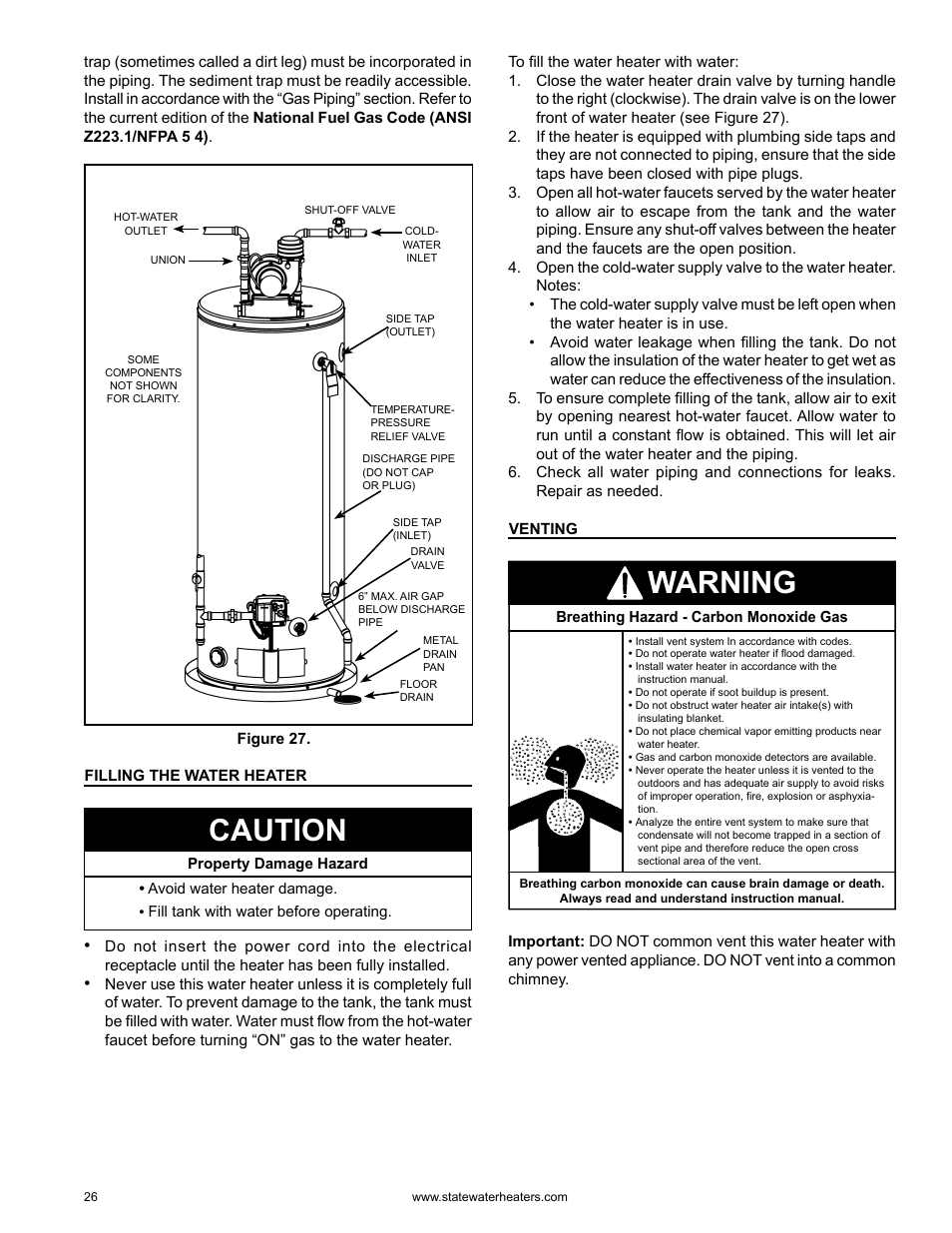 Caution, Warning | State GS6 75 YRVHTL User Manual | Page 26 / 60