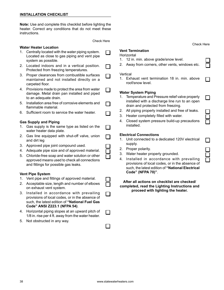 State GS6 75 YRVHTL User Manual | Page 38 / 60