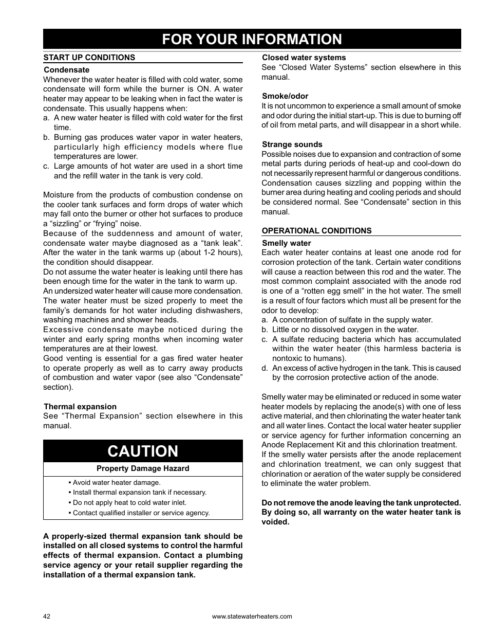 Caution, For your information | State GS6 75 YRVHTL User Manual | Page 42 / 60