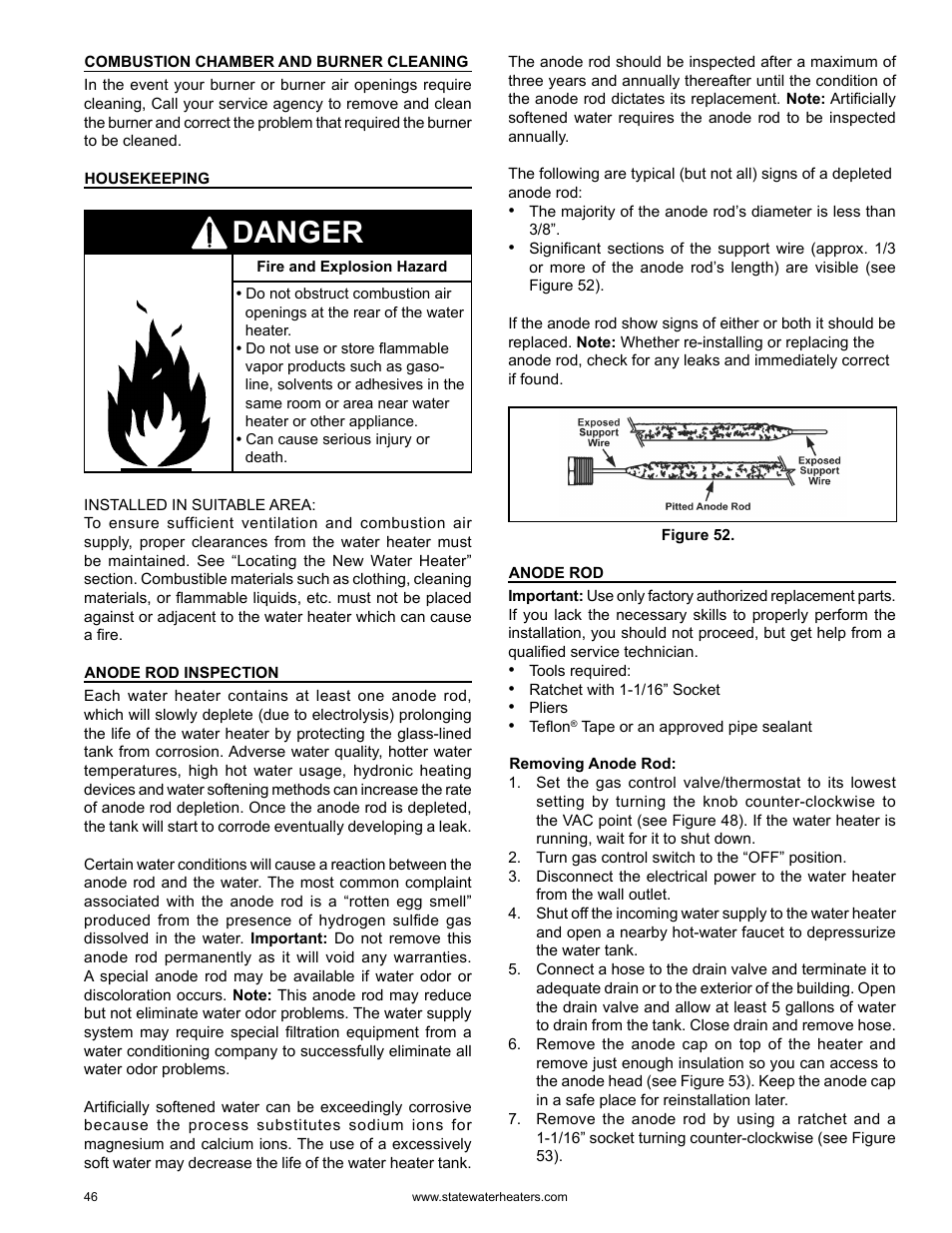 Danger | State GS6 75 YRVHTL User Manual | Page 46 / 60