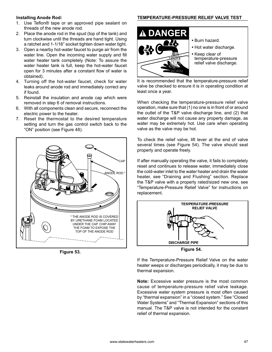 Danger | State GS6 75 YRVHTL User Manual | Page 47 / 60