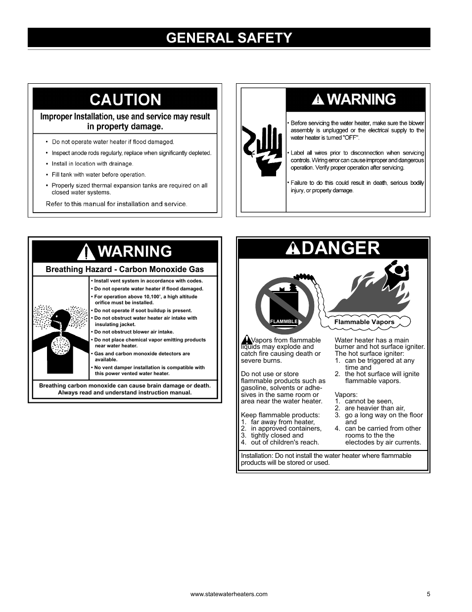 Danger, Warning, General safety | State GS6 75 YRVHTL User Manual | Page 5 / 60