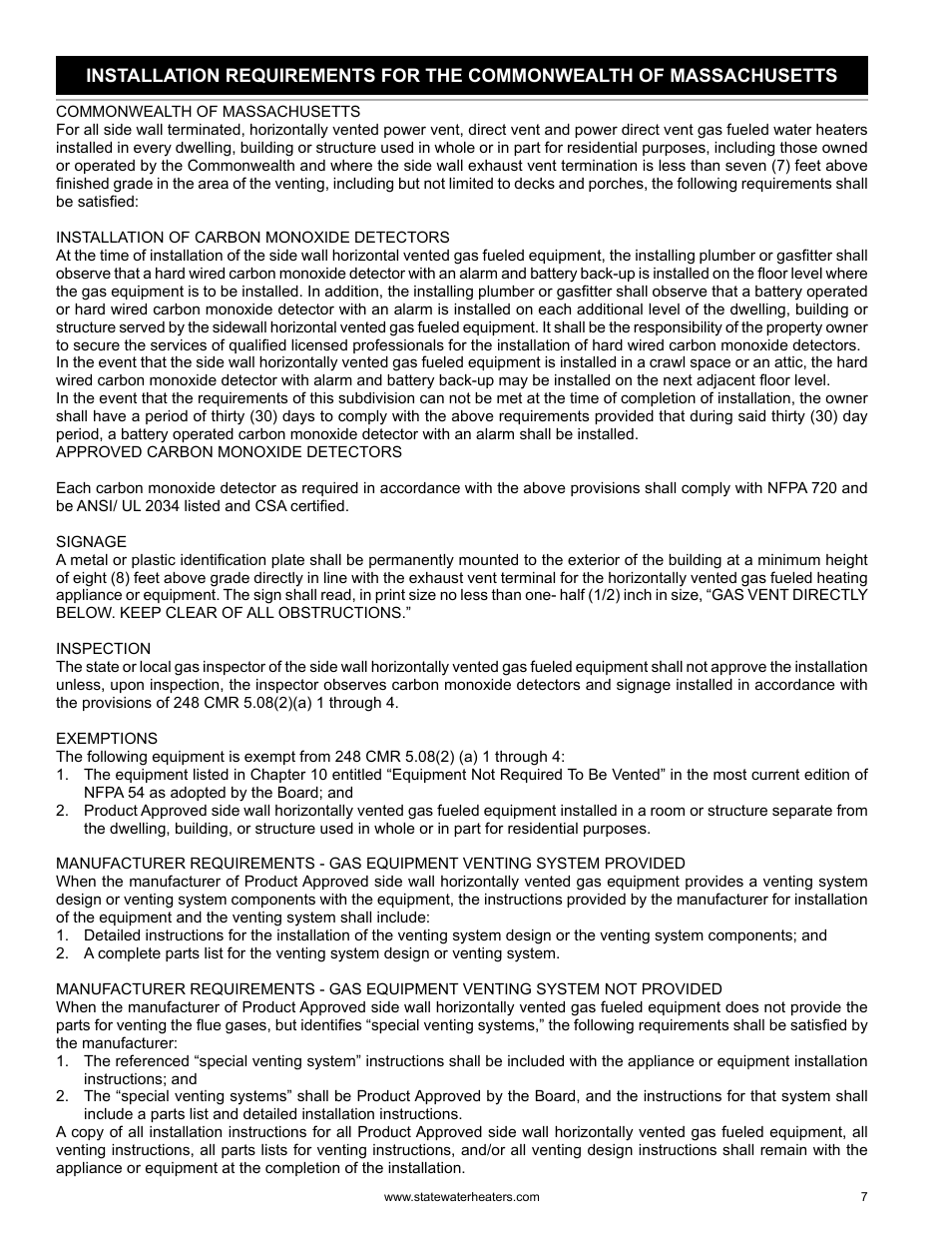 State GS6 75 YRVHTL User Manual | Page 7 / 60