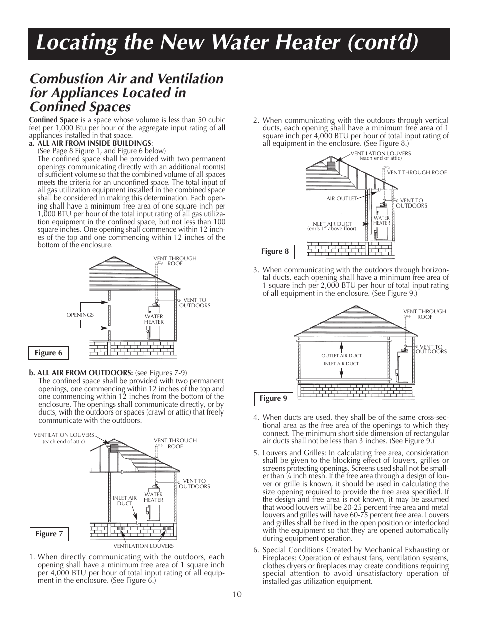 Locating the new water heater (cont’d) | State PR6 75 XRVIT User Manual | Page 10 / 40