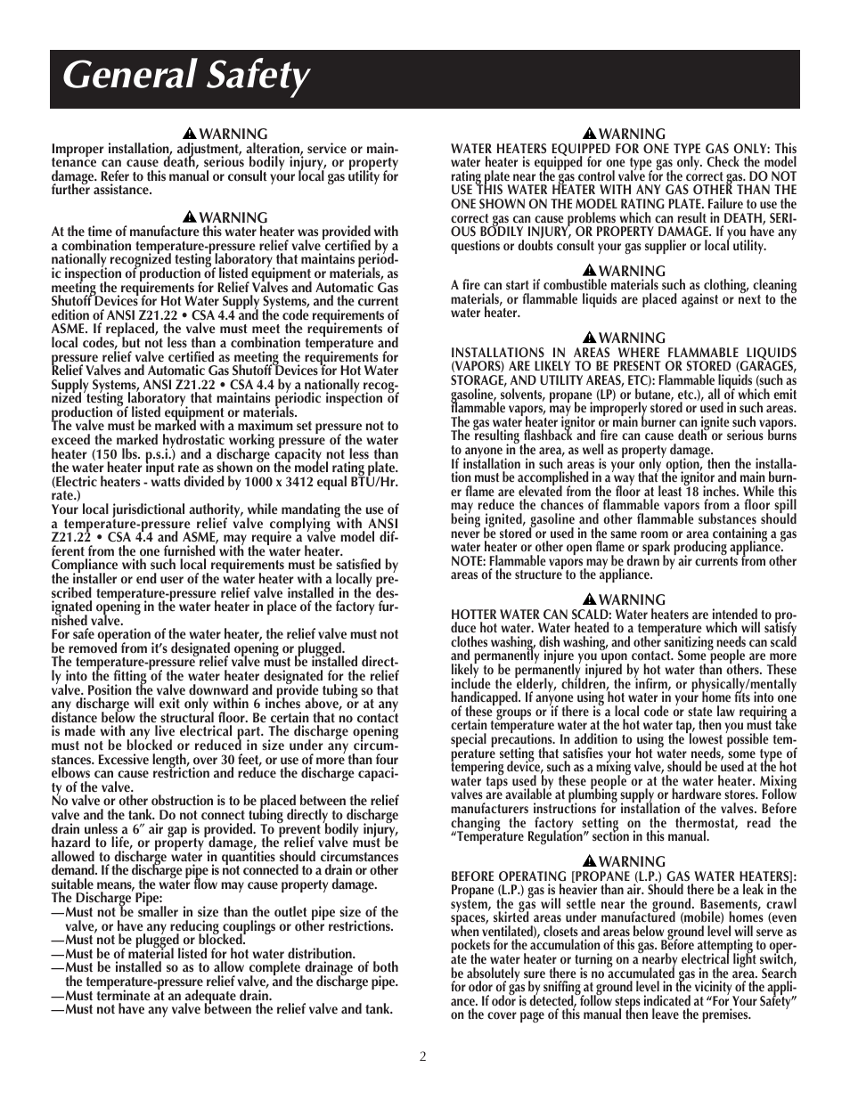 General safety | State PR6 75 XRVIT User Manual | Page 2 / 40