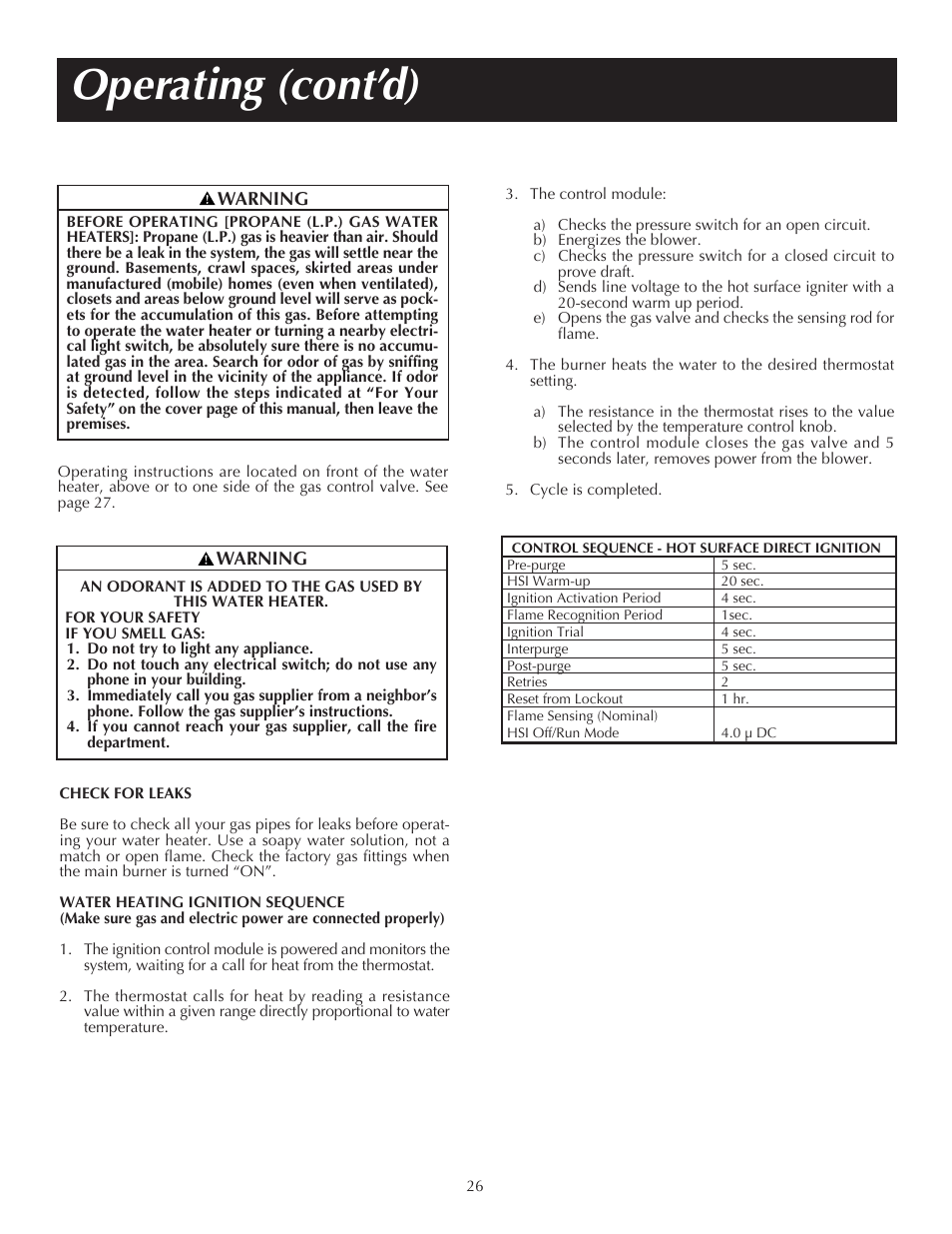 Operating (cont’d) | State PR6 75 XRVIT User Manual | Page 26 / 40