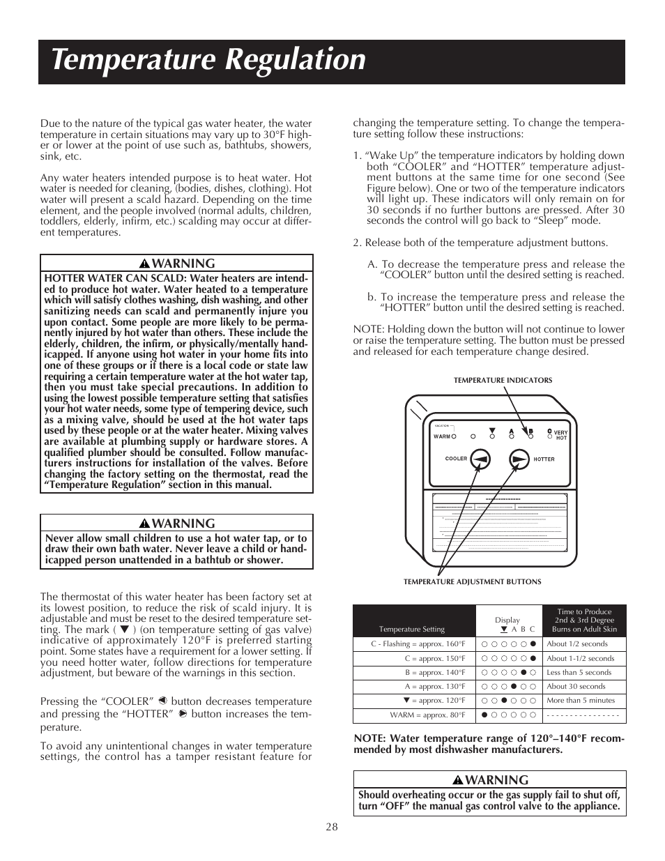 Temperature regulation, Warning | State PR6 75 XRVIT User Manual | Page 28 / 40