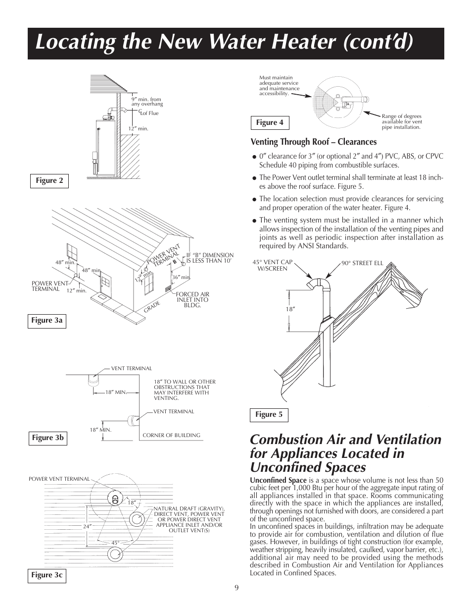 Locating the new water heater (cont’d), Venting through roof – clearances | State PR6 75 XRVIT User Manual | Page 9 / 40