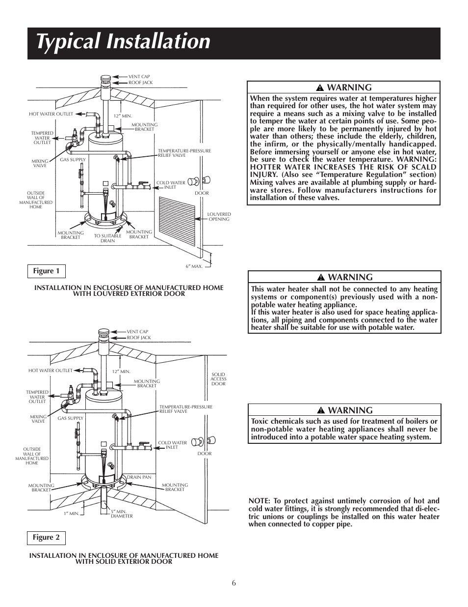 Typical installation, Warning, Figure 1 figure 2 | State PRG 40 NOMT User Manual | Page 6 / 24