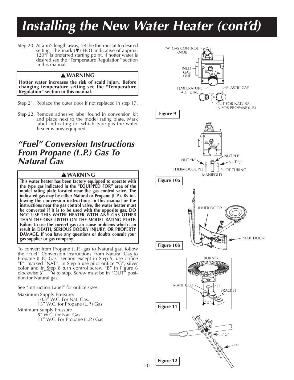 Installing the new water heater (cont’d) | State PR6 40 NHDST2 User Manual | Page 20 / 32