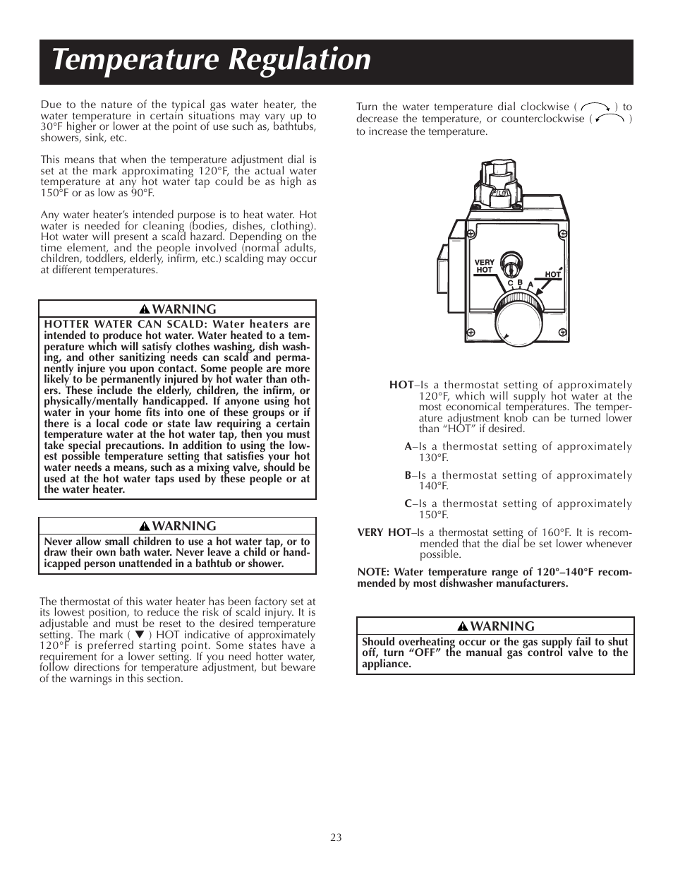 Temperature regulation | State PR6 40 NHDST2 User Manual | Page 23 / 32