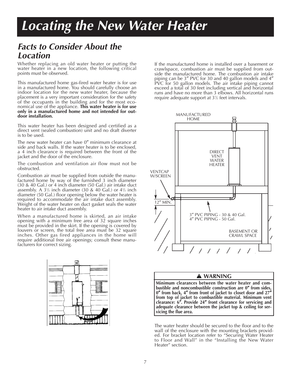 Locating the new water heater, Facts to consider about the location | State PR6 40 NHDST2 User Manual | Page 7 / 32