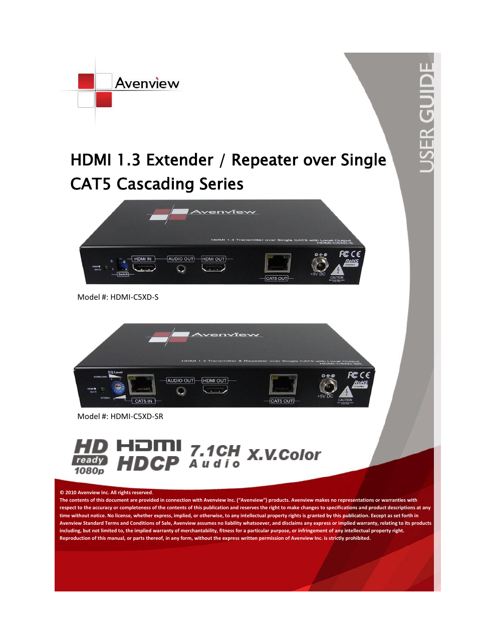 Avenview HDMI-C5XD-S User Manual | 12 pages