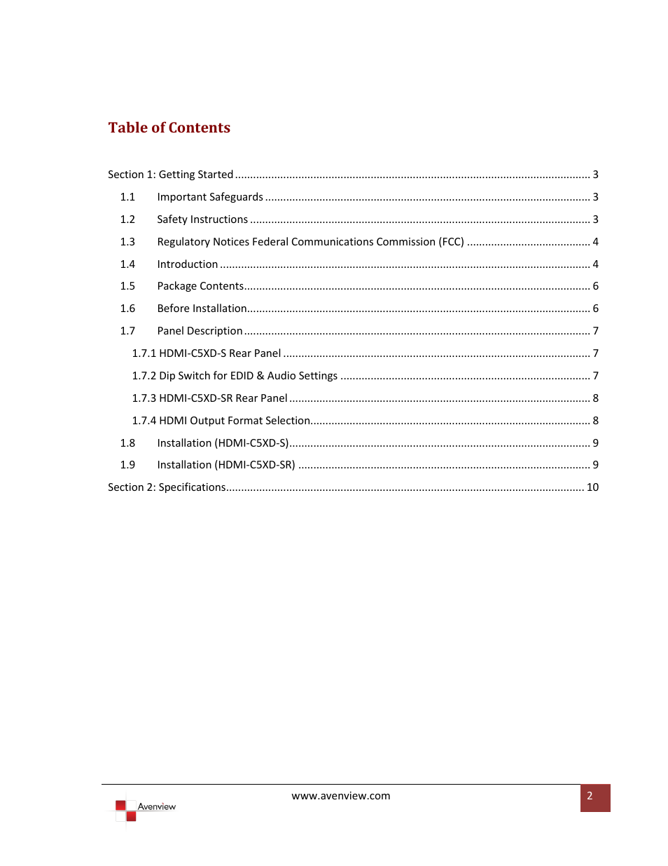 Avenview HDMI-C5XD-S User Manual | Page 2 / 12
