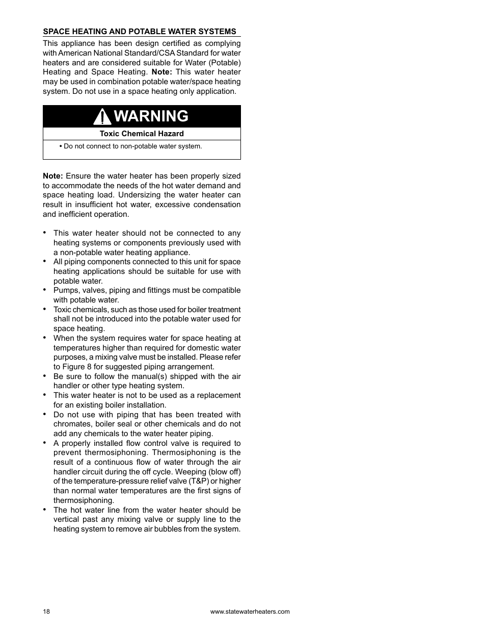 Warning | State GS6 75 YRDS L User Manual | Page 18 / 48