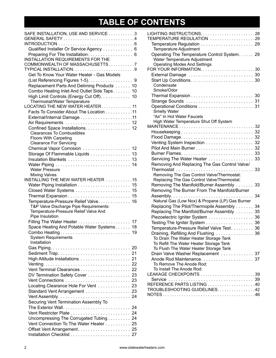 State GS6 75 YRDS L User Manual | Page 2 / 48