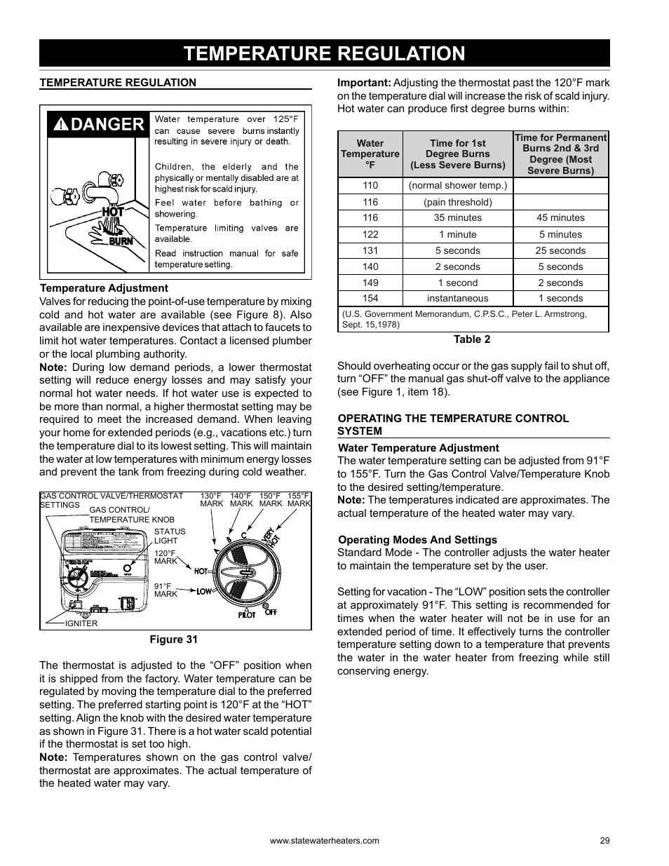 Temperature regulation | State GS6 75 YRDS L User Manual | Page 29 / 48