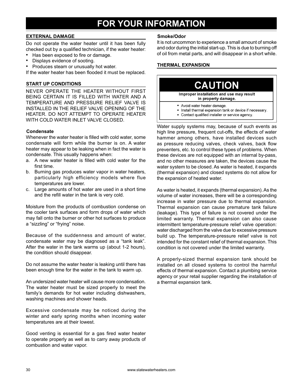 For your information | State GS6 75 YRDS L User Manual | Page 30 / 48