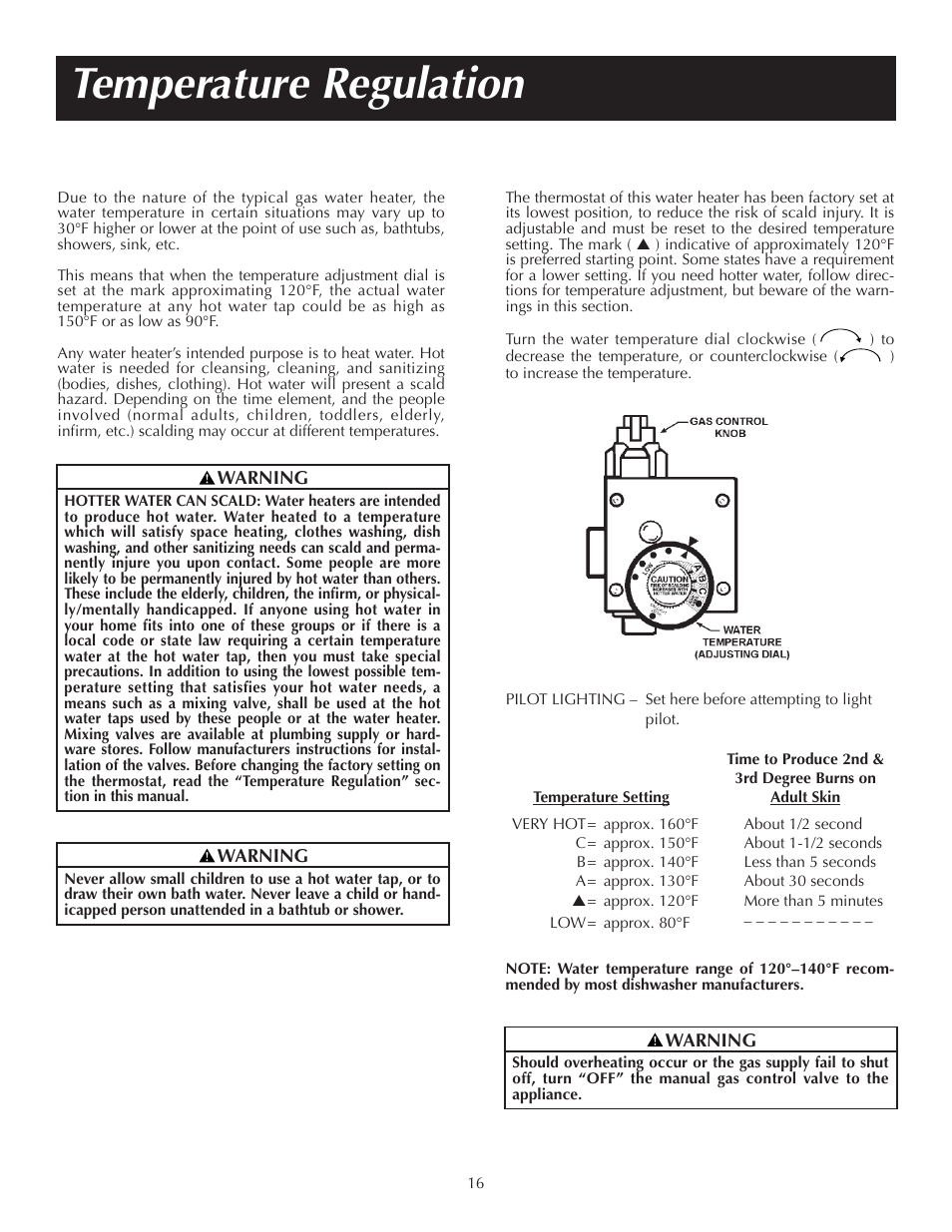 Temperature regulation | State GS6 65 XRRT User Manual | Page 16 / 24