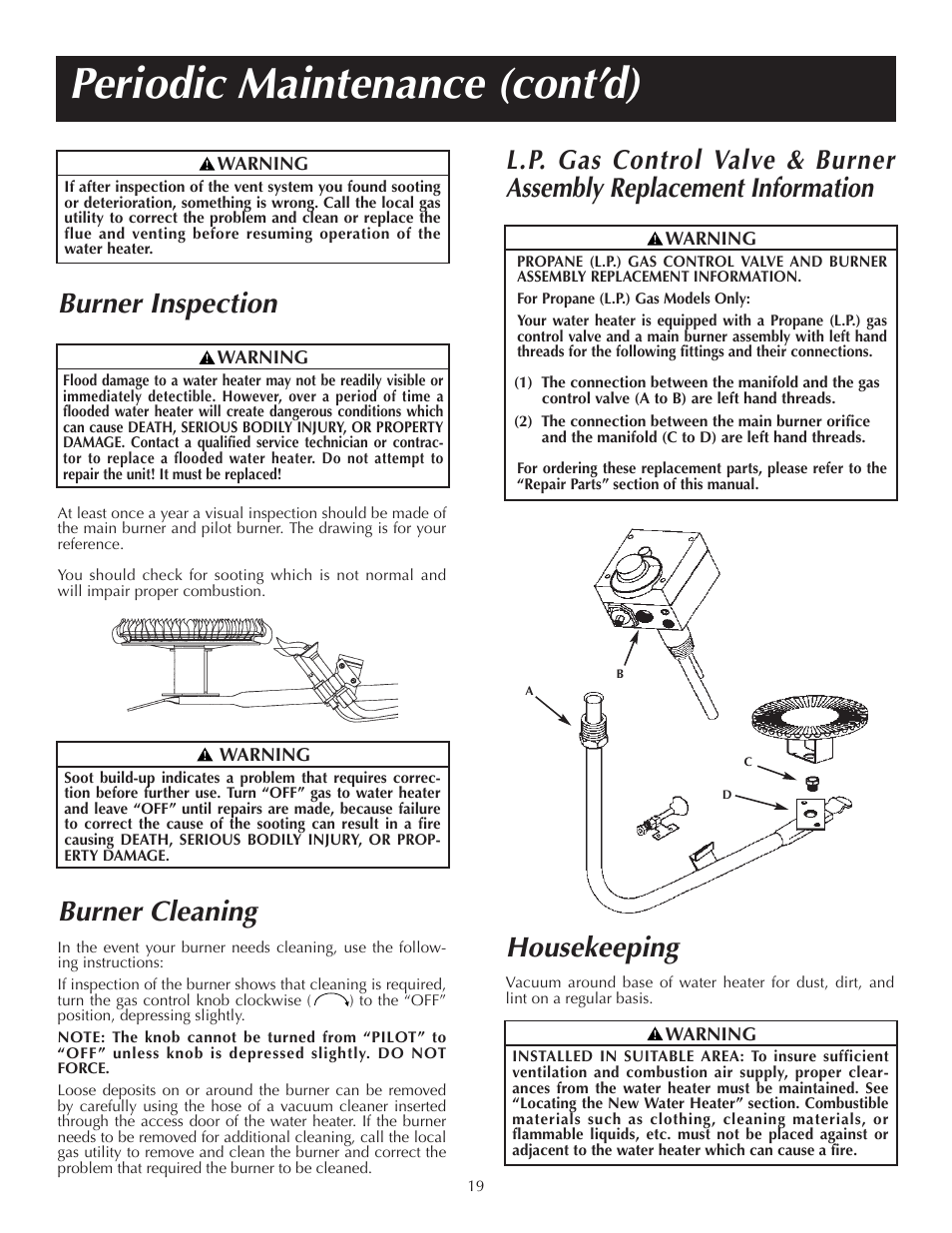 Periodic maintenance (cont’d), Burner cleaning, Burner inspection | Housekeeping | State GS6 65 XRRT User Manual | Page 19 / 24
