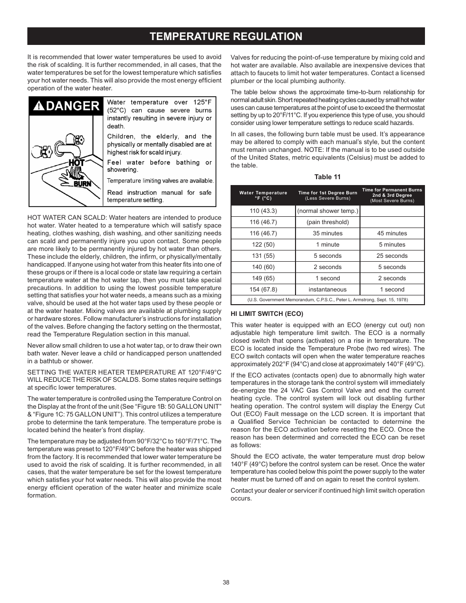 Temperature regulation | State GP6 75 YTPDT User Manual | Page 38 / 60