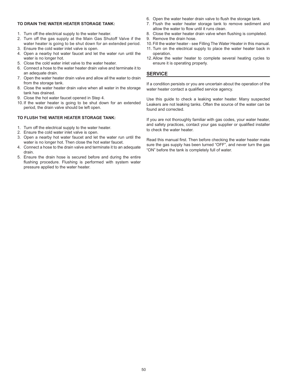 Service | State GP6 75 YTPDT User Manual | Page 50 / 60