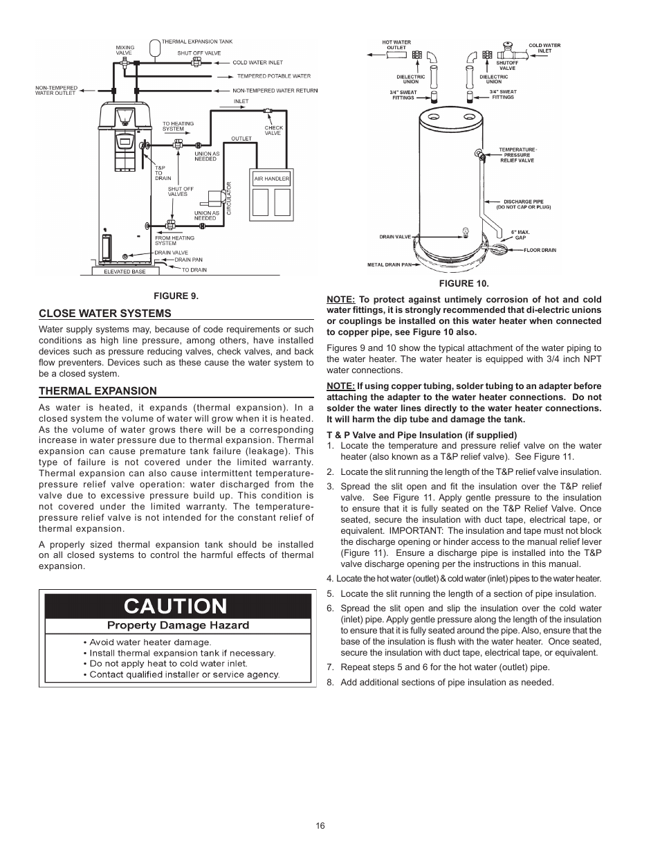 Close water systems, Thermal expansion | State GP6 50 HTPDT User Manual | Page 16 / 56